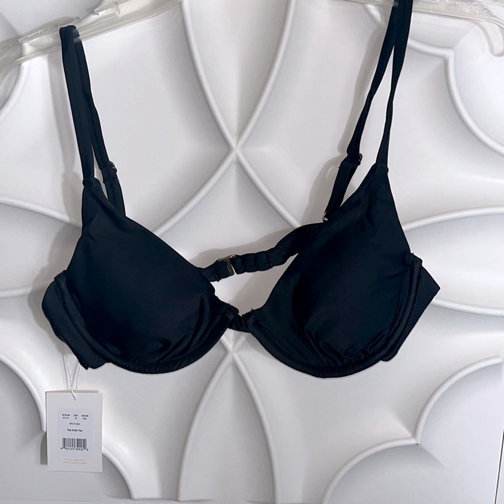 NWT Andie swim the Sicily bikini top black sz S